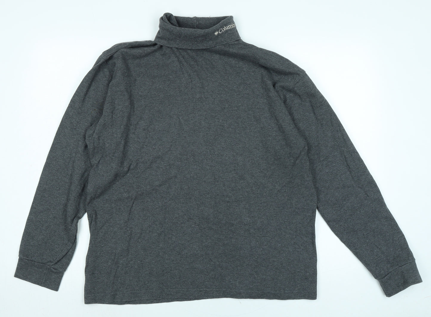 Columbia Mens Grey Roll Neck Cotton Pullover Jumper Size L Long Sleeve