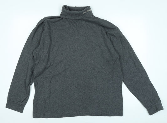 Columbia Mens Grey Roll Neck Cotton Pullover Jumper Size L Long Sleeve