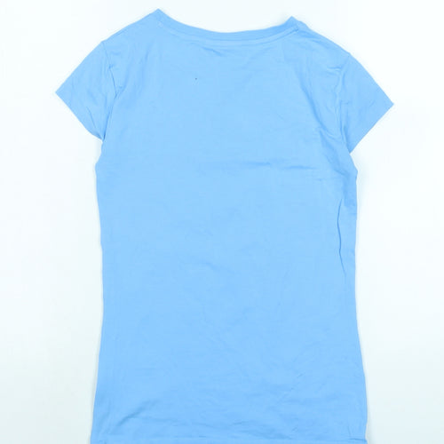 Doraemon Girls Blue Cotton Basic T-Shirt Size XS Crew Neck
