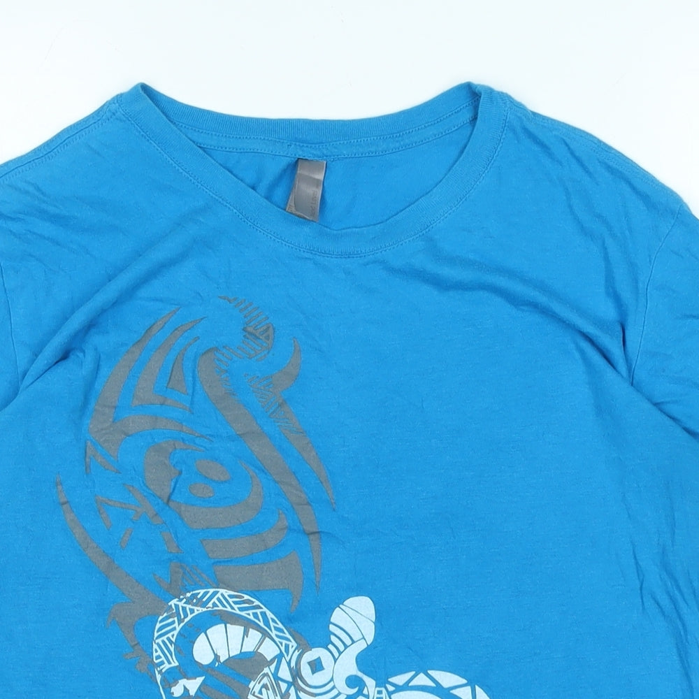Next Level Mens Blue Cotton T-Shirt Size 2XL Crew Neck