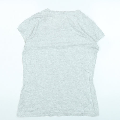 Love B Soul Womens Grey Cotton Basic Polo Size M Crew Neck