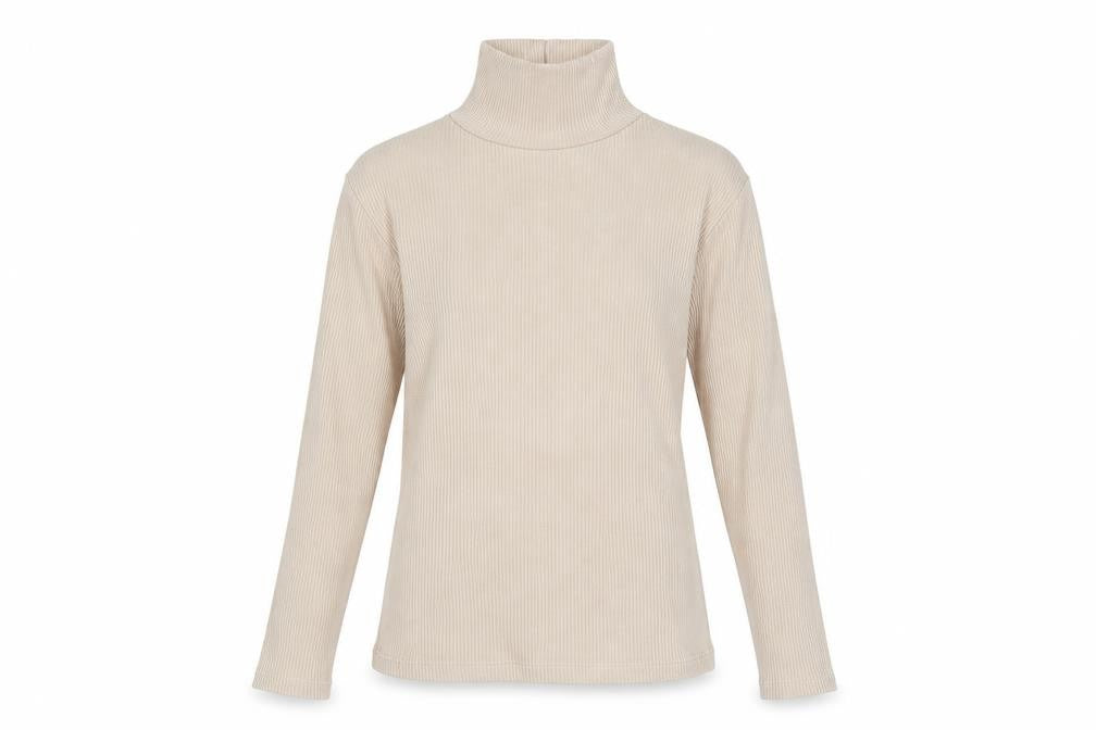 Front view of H&M women’s pink high neck cotton jumper, size M