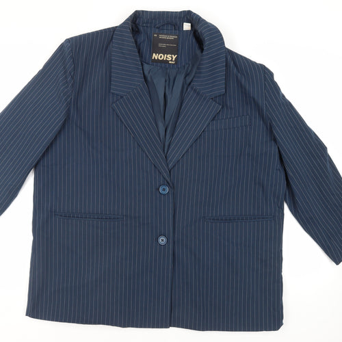 Noisy may Womens Blue Striped Jacket Blazer Size 20 Button