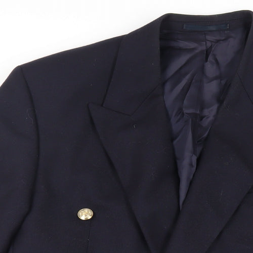 Alfred Brown Mens Blue Wool Jacket Blazer Size 40 Regular