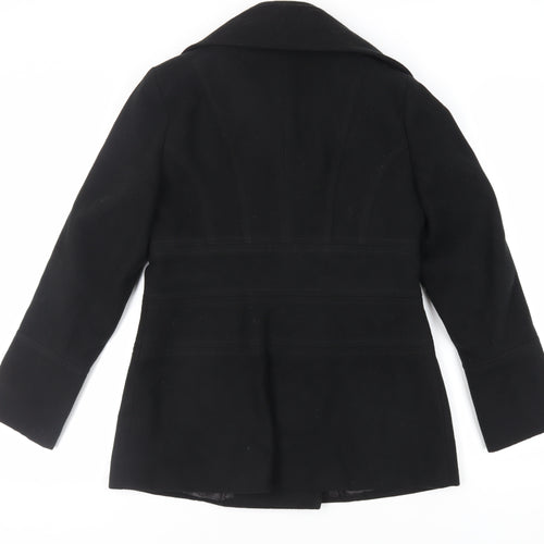 Debenhams Womens Black Pea Coat Coat Size 14 Button