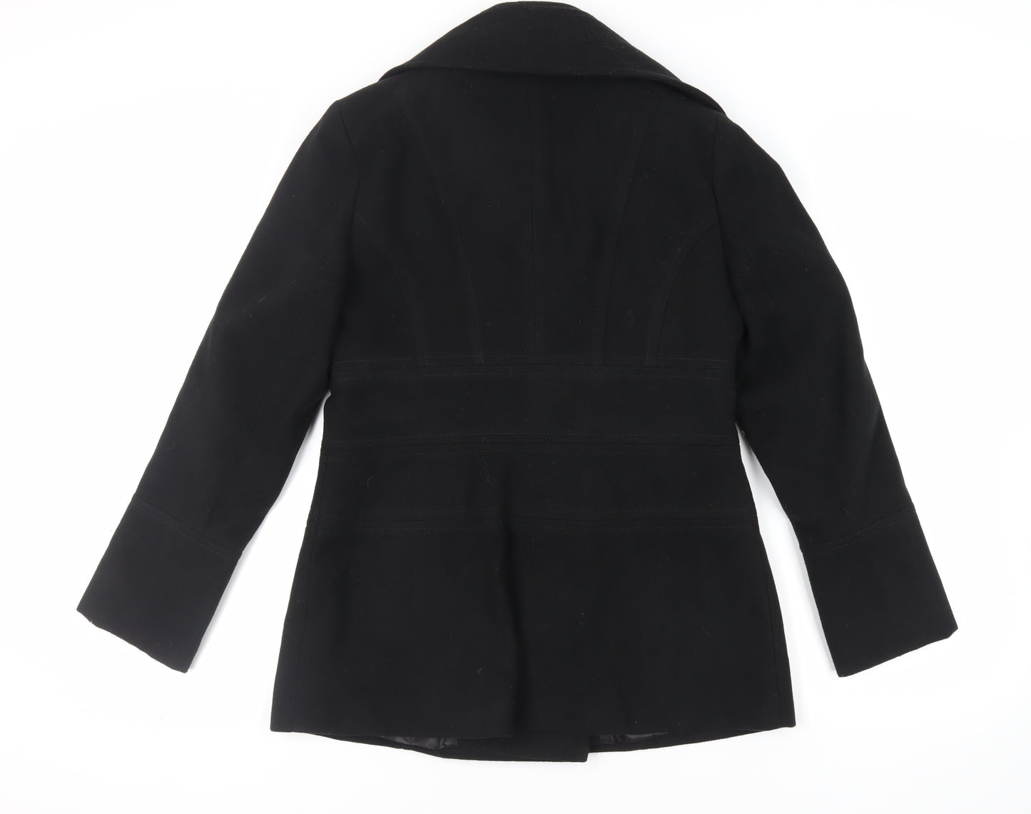 Debenhams Womens Black Pea Coat Coat Size 14 Button