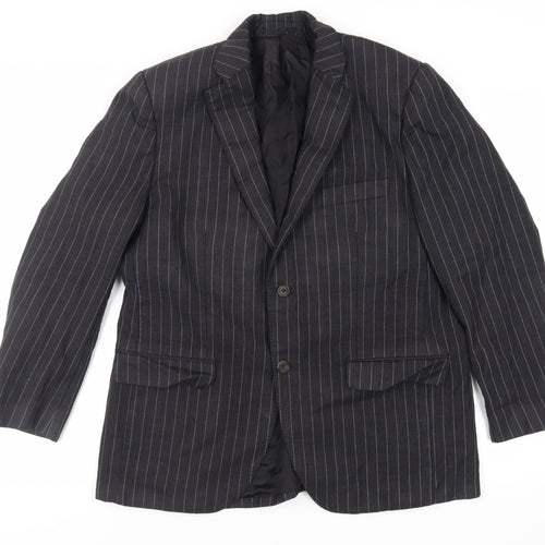 Aquascutum Mens Grey Striped Wool Jacket Blazer Size 44 Regular