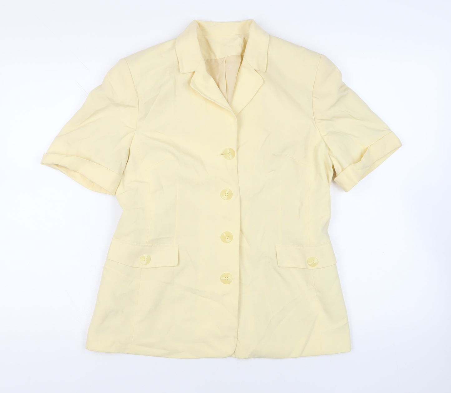 New Look Womens Yellow Jacket Blazer Size 14 Button - Vintage