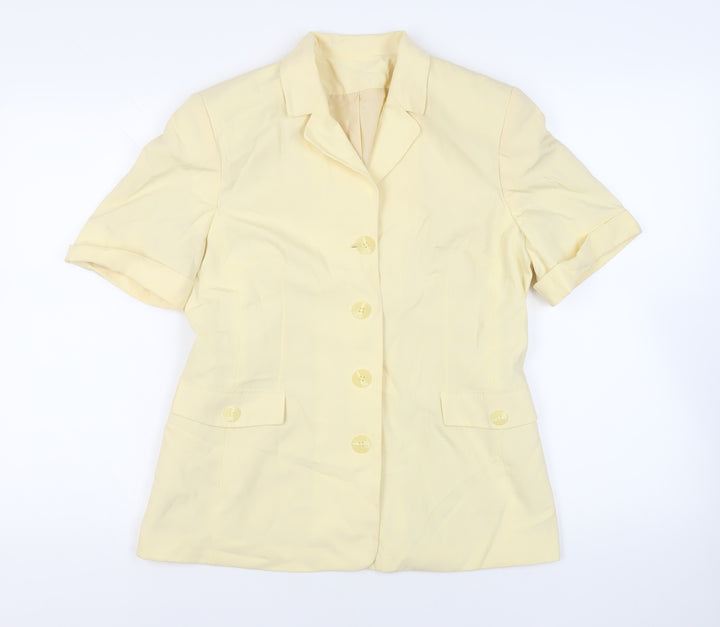 New Look Womens Yellow Jacket Blazer Size 14 Button - Vintage