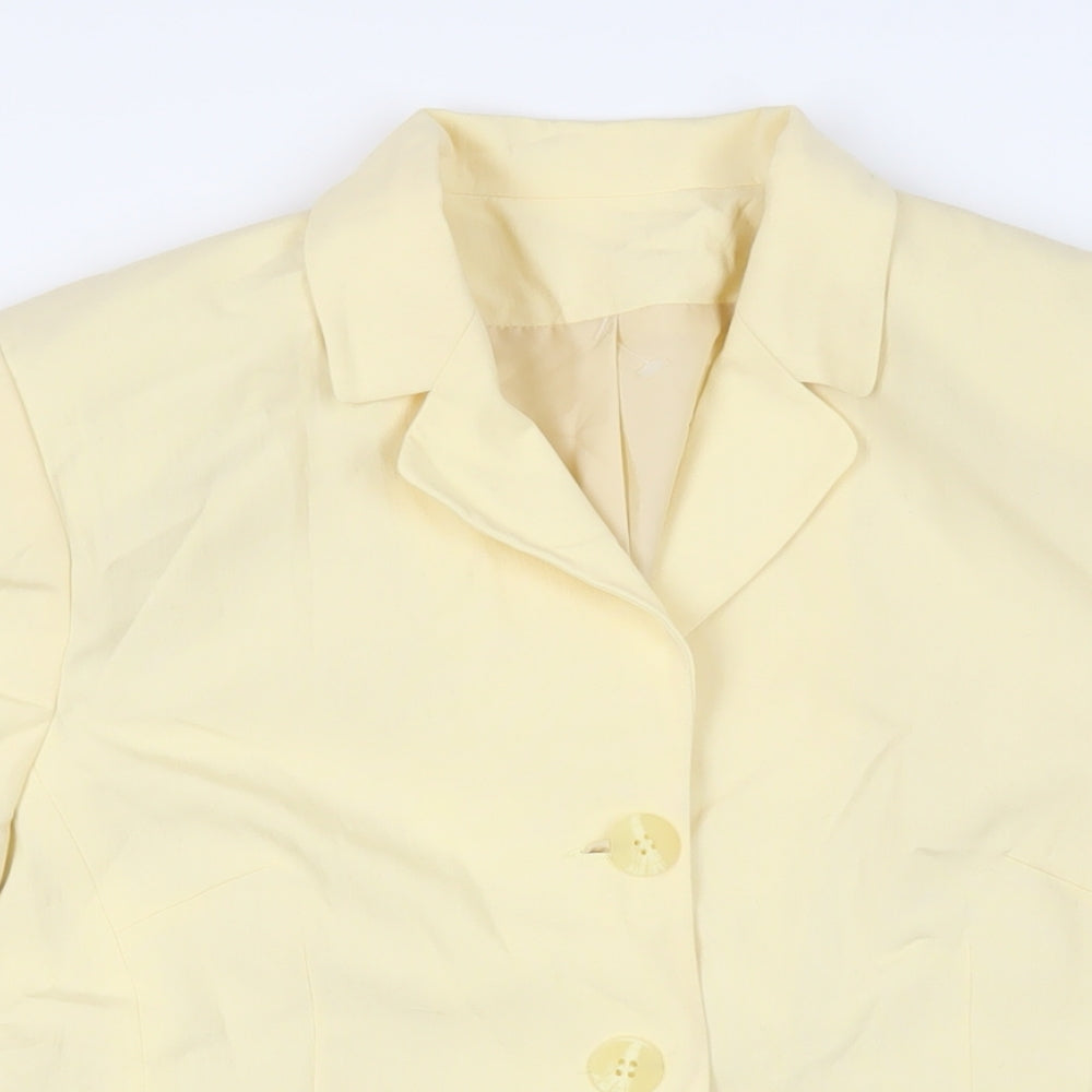New Look Womens Yellow Jacket Blazer Size 14 Button - Vintage