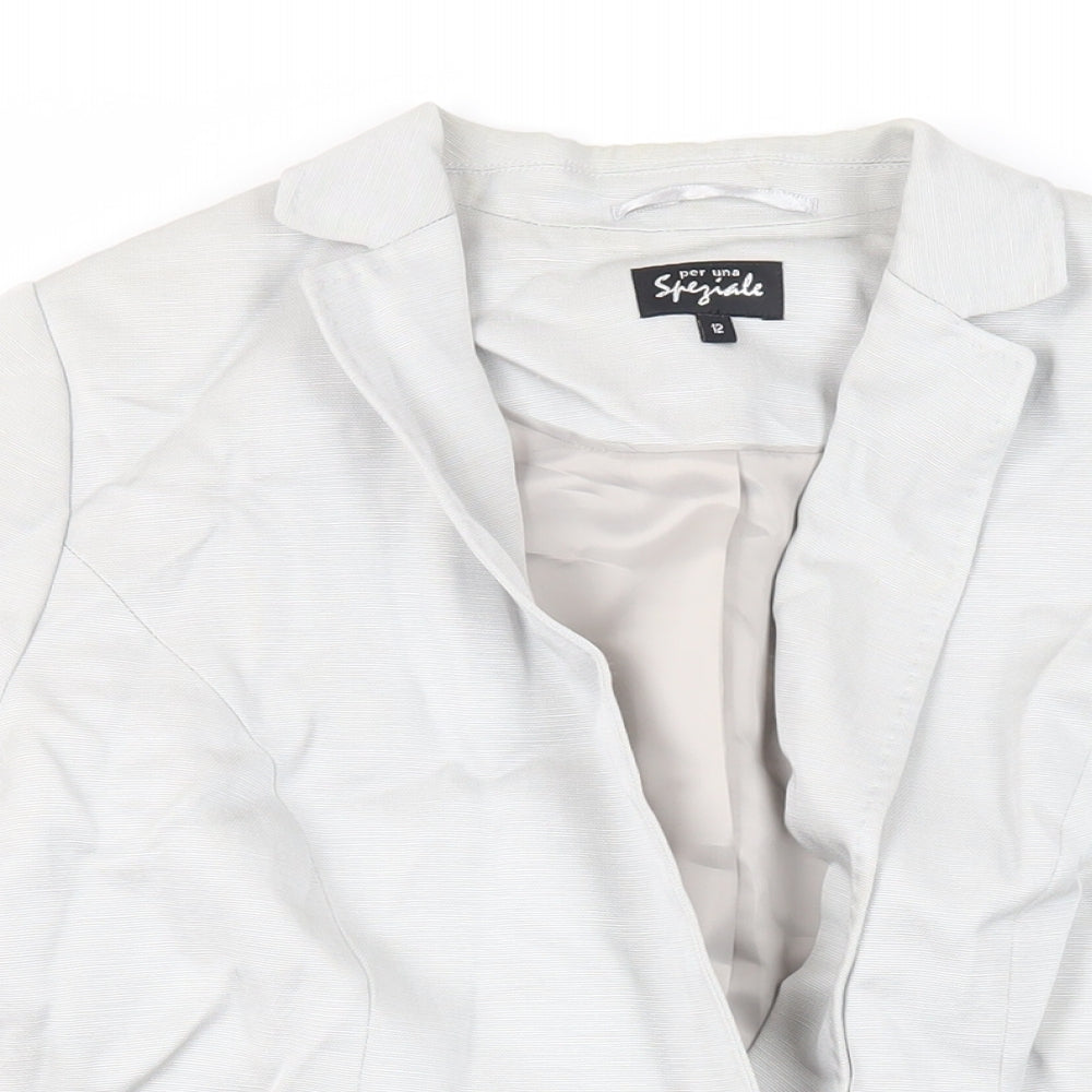 Per Una Womens Grey Jacket Blazer Size 12 Button