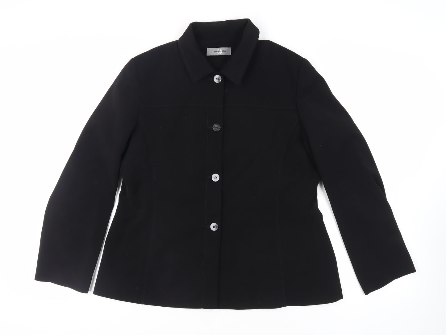 AMARANTO Womens Black Jacket Blazer Size 18 Button