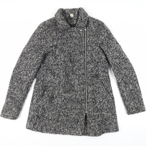 H&M Womens Grey Overcoat Coat Size 12 Zip