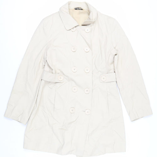 Kosha Womens Beige Overcoat Coat Size 14 Button