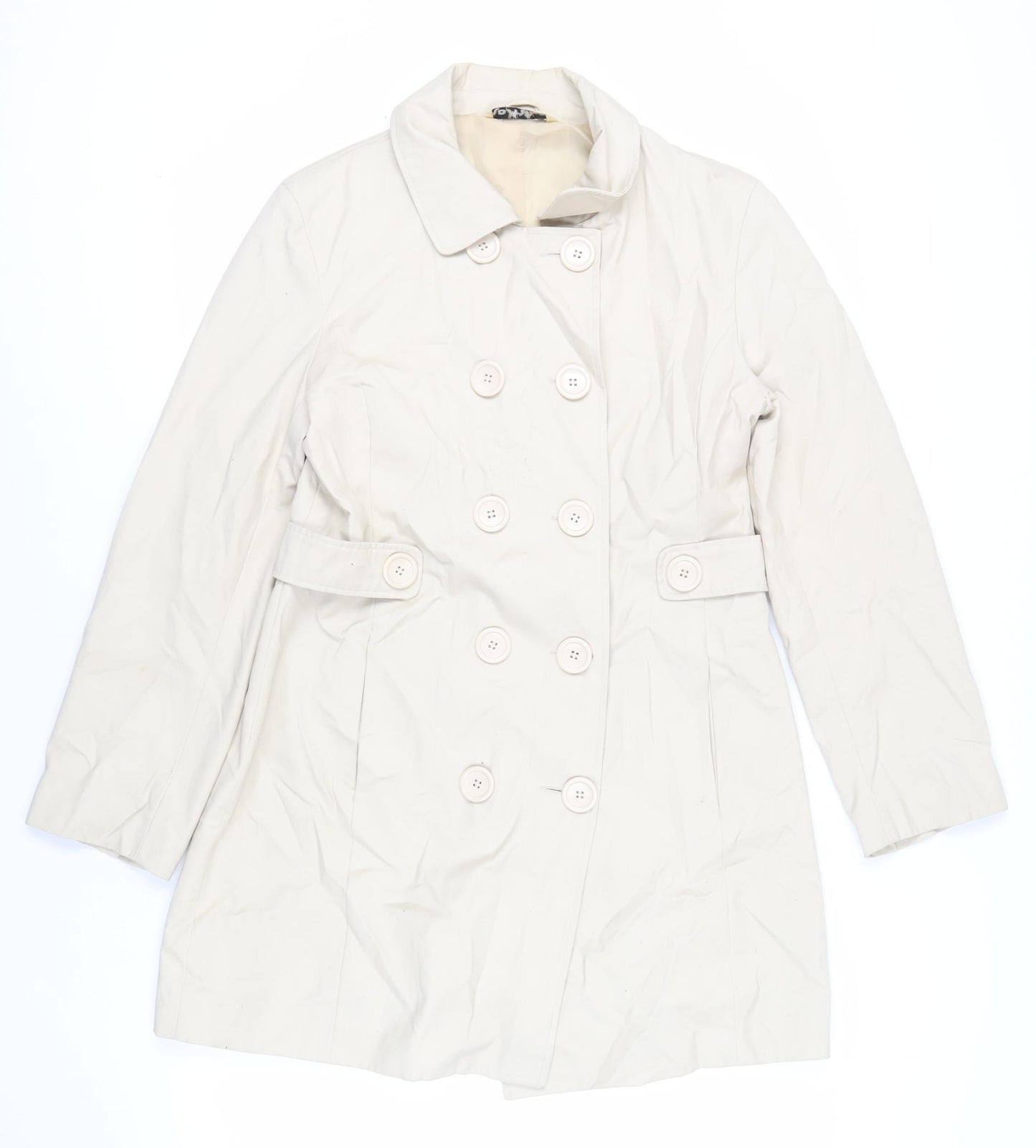 Kosha Womens Beige Overcoat Coat Size 14 Button