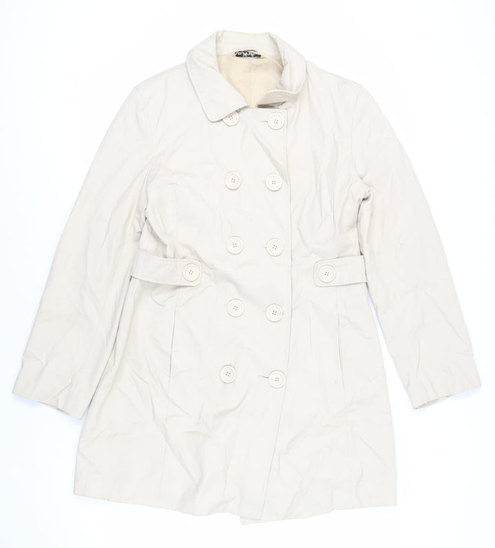 Kosha Womens Beige Overcoat Coat Size 14 Button