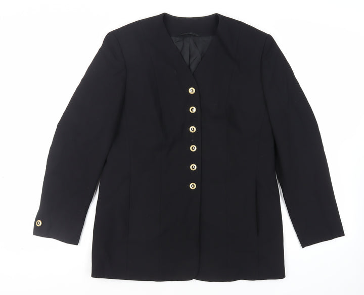 ara Womens Black Jacket Blazer Size 12 Button - Vintage