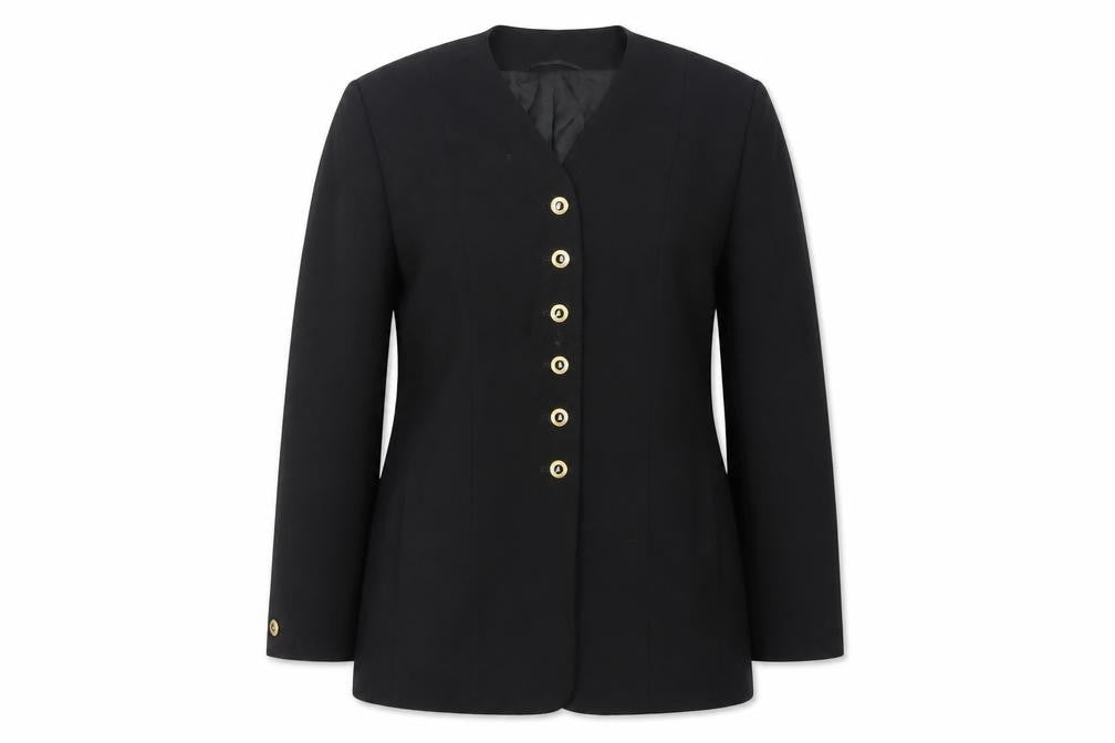 Front view of ara women’s black jacket blazer, size UK 12, button - vintage