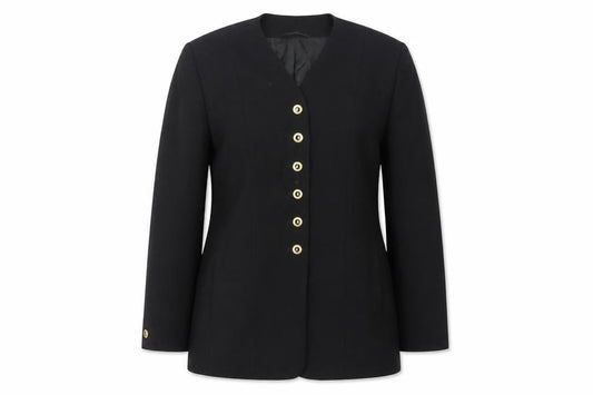 Front view of ara women’s black jacket blazer, size UK 12, button - vintage