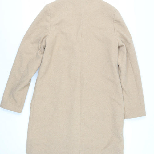 New Look Womens Beige Overcoat Coat Size 12 Button