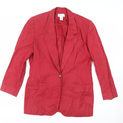 Lands' End Womens Red Jacket Blazer Size 14 Button
