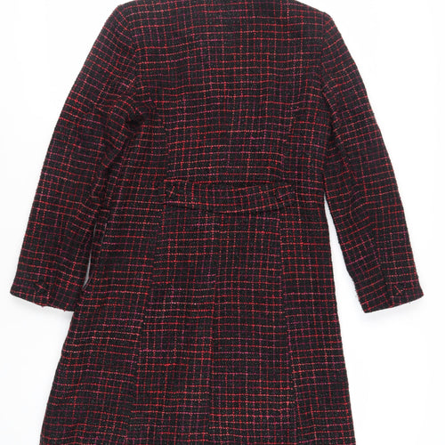 J.Taylor Womens Black Check Overcoat Coat Size 14 Button