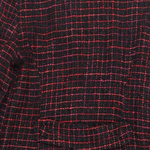 J.Taylor Womens Black Check Overcoat Coat Size 14 Button