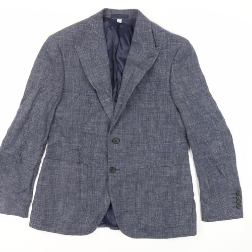 Marks and Spencer Mens Blue Linen Jacket Blazer Size 38 Regular