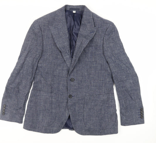 Marks and Spencer Mens Blue Linen Jacket Blazer Size 38 Regular