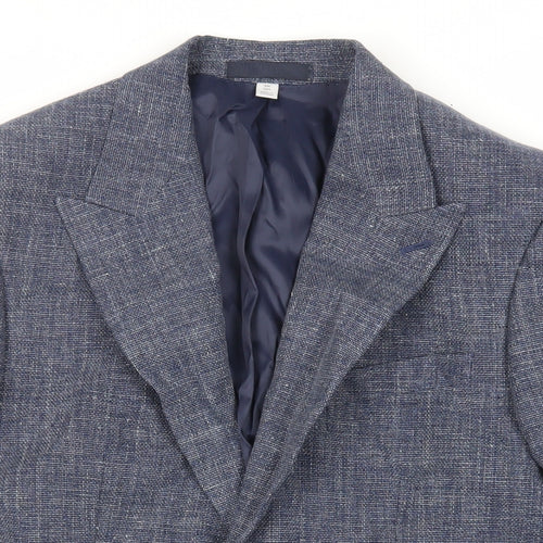 Marks and Spencer Mens Blue Linen Jacket Blazer Size 38 Regular