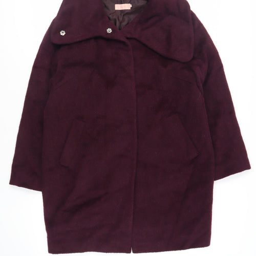 John Lewis Womens Purple Overcoat Coat Size 14 Snap