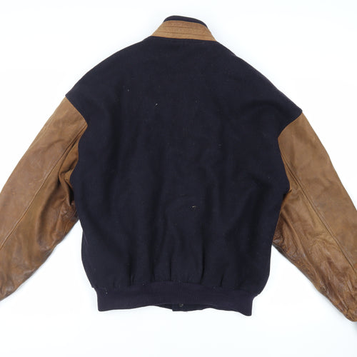 Wolff Mens Blue Bomber Jacket Jacket Size L Snap