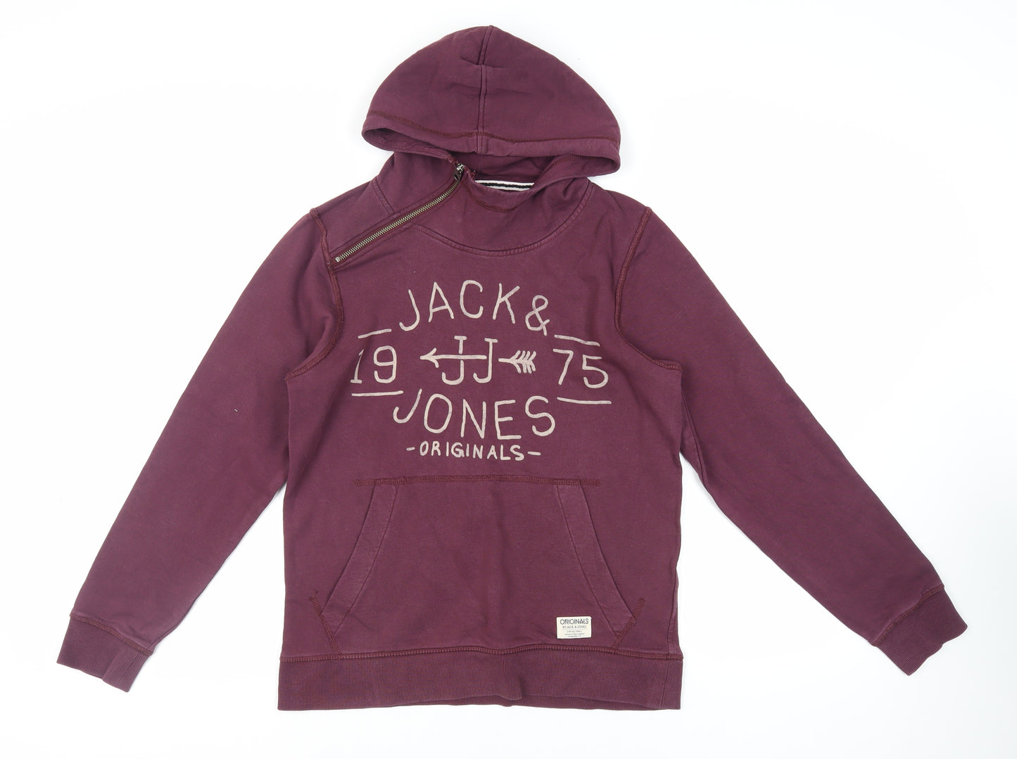 JACK & JONES Mens Purple Cotton Pullover Hoodie Size M - Logo