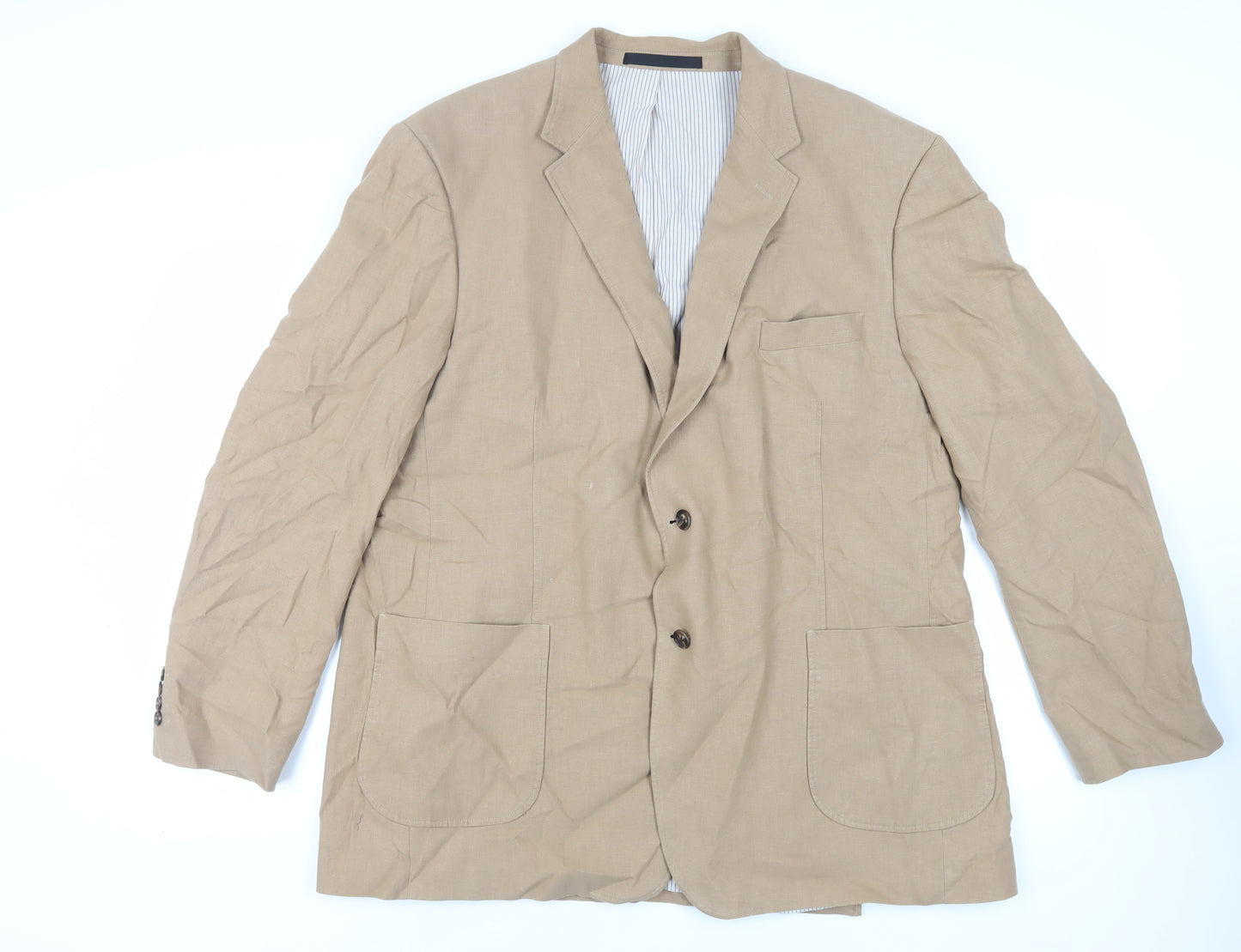 Marks and Spencer Mens Beige Linen Jacket Blazer Size 48 Regular