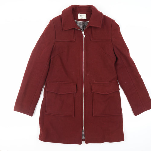 Trench & Coat Womens Red Overcoat Coat Size 12 Zip