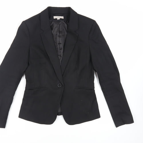 H&M Womens Black Jacket Blazer Size 10 Button