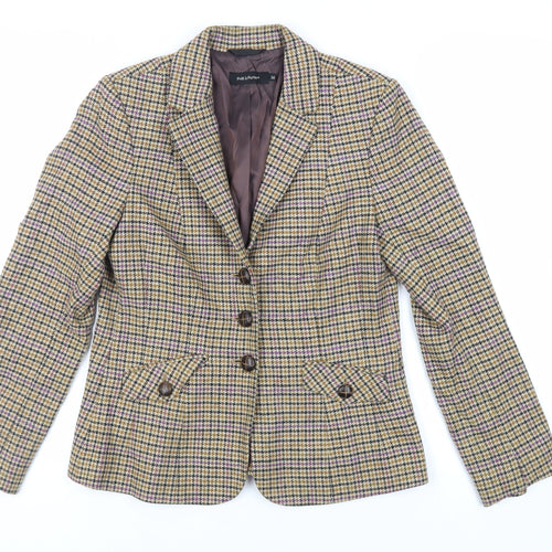 Prét-á-Porter Womens Beige Geometric Jacket Blazer Size 8 Button