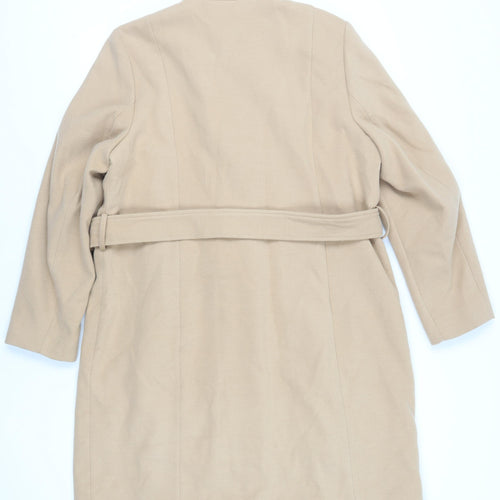 Marks and Spencer Womens Beige Overcoat Coat Size 18 Button - Belted