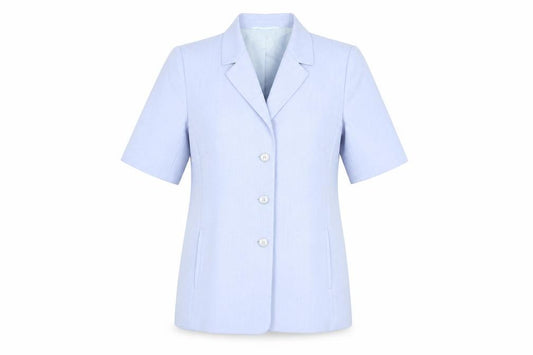Front view of Gelco women’s blue jacket blazer, size UK 12, button