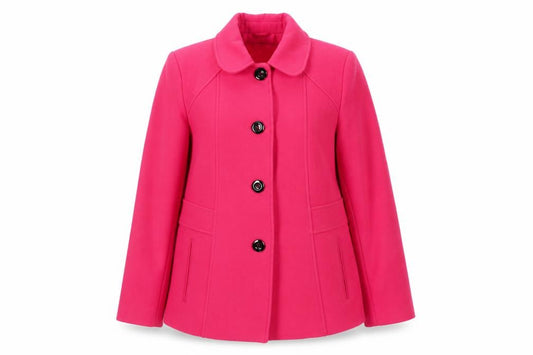Front view of BHS women’s pink jacket, size UK 14, button