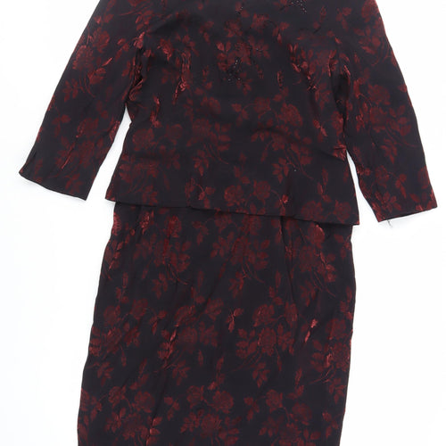 Maggy London Womens Black Floral Viscose Pencil Dress Size 10 Boat Neck Zip