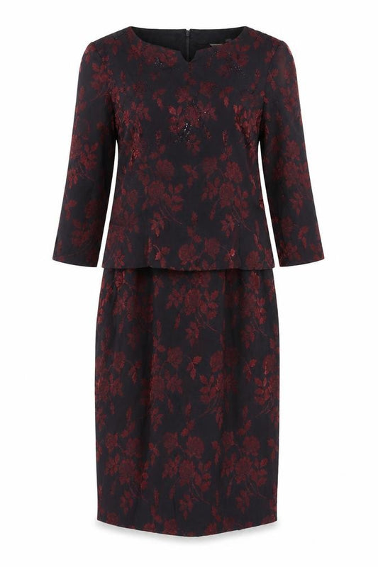 Maggy London Womens Black Floral Viscose Pencil Dress Size 10 Boat Neck Zip