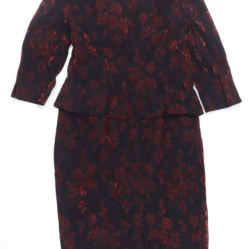 Maggy London Womens Black Floral Viscose Pencil Dress Size 10 Boat Neck Zip
