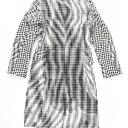 Topshop Womens Grey Geometric Pea Coat Coat Size 4 Button
