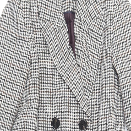 Topshop Womens Grey Geometric Pea Coat Coat Size 4 Button