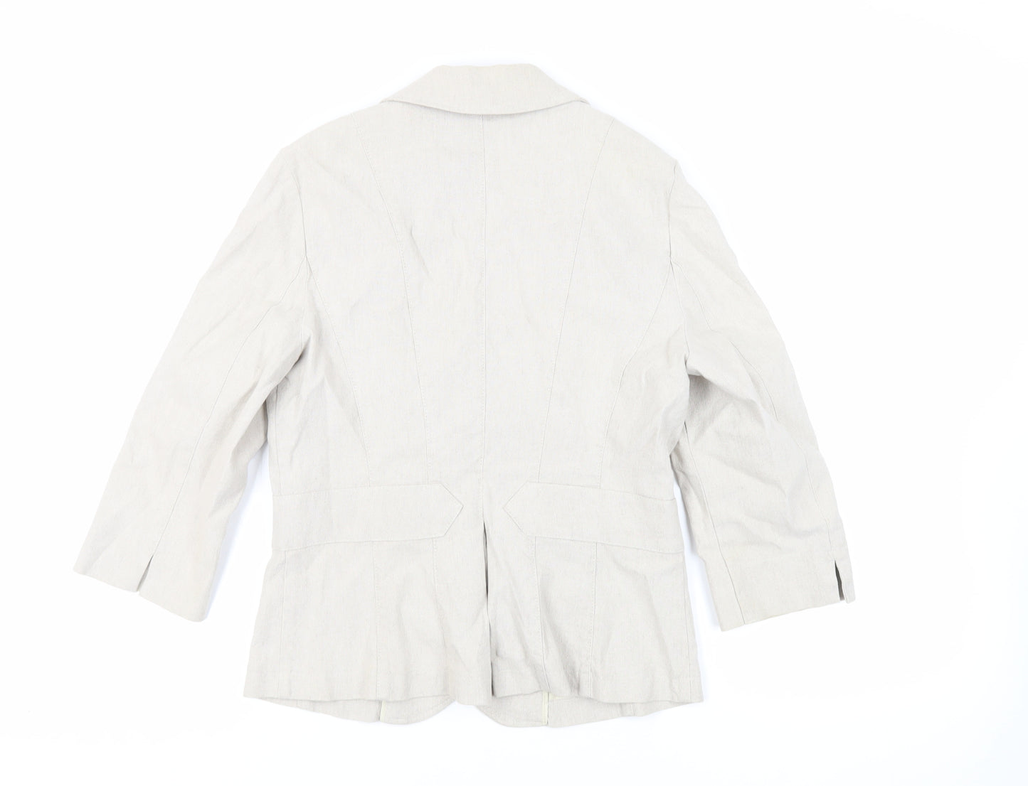 Per Una Womens Beige Jacket Blazer Size 12 Button