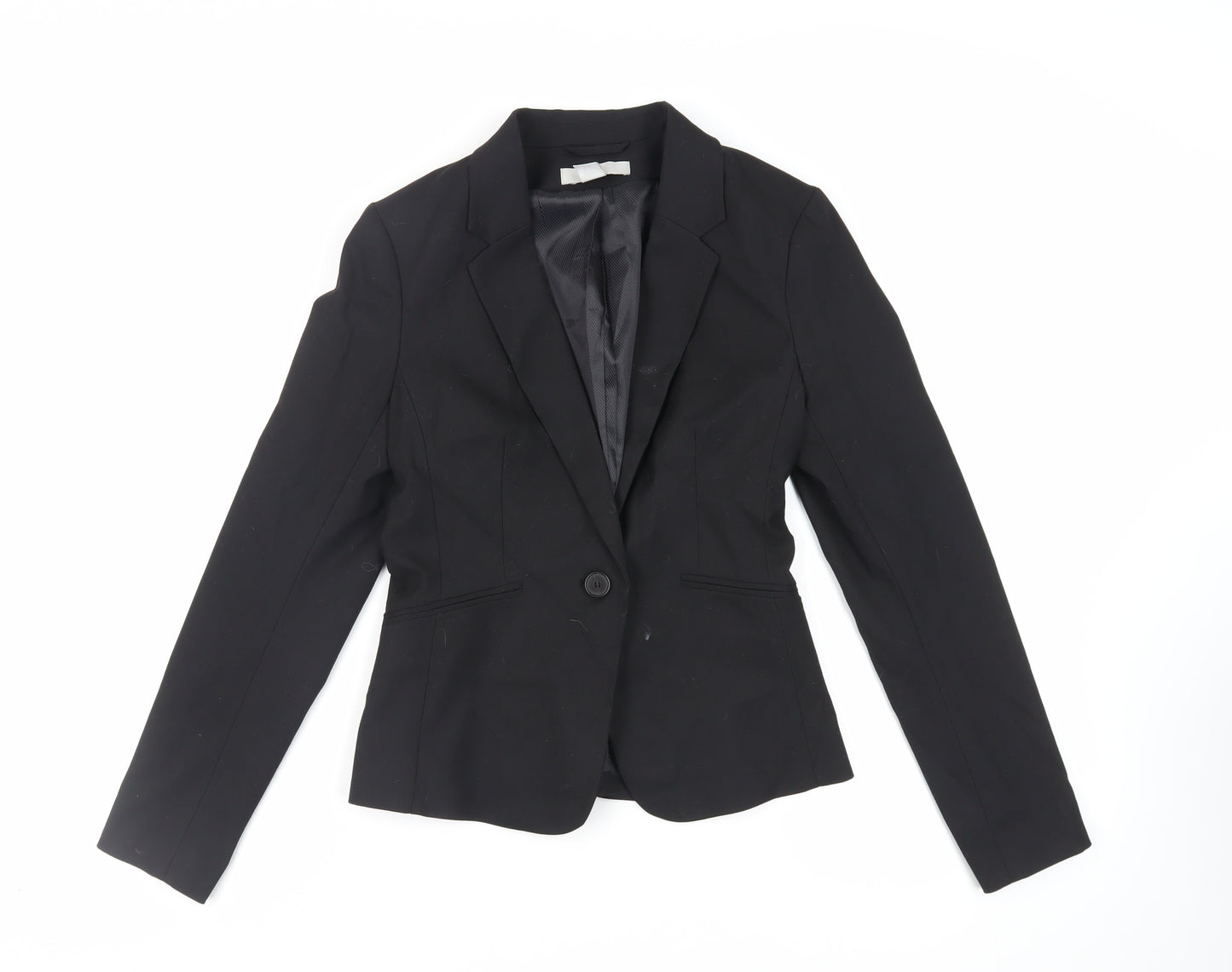 H&M Womens Black Jacket Blazer Size 8 Button