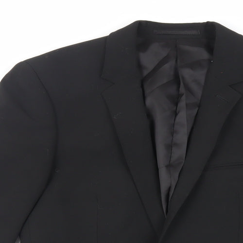 Topman Mens Black Polyester Jacket Suit Jacket Size 34 Regular