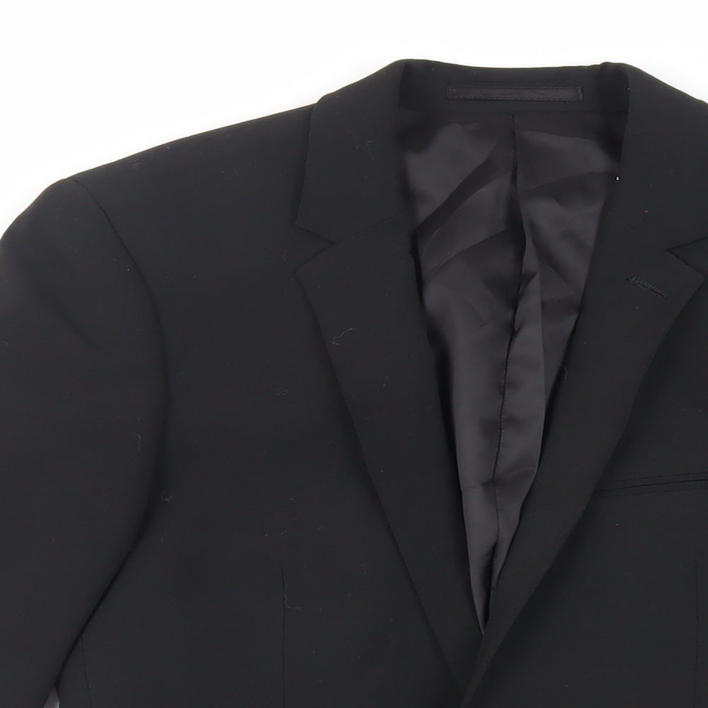 Topman Mens Black Polyester Jacket Suit Jacket Size 34 Regular