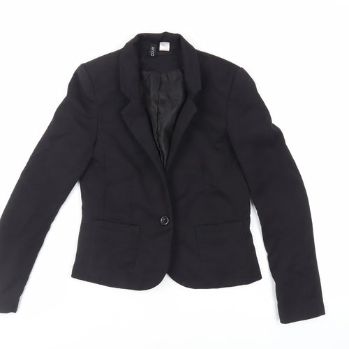 H&M Womens Black Jacket Blazer Size 6 Button